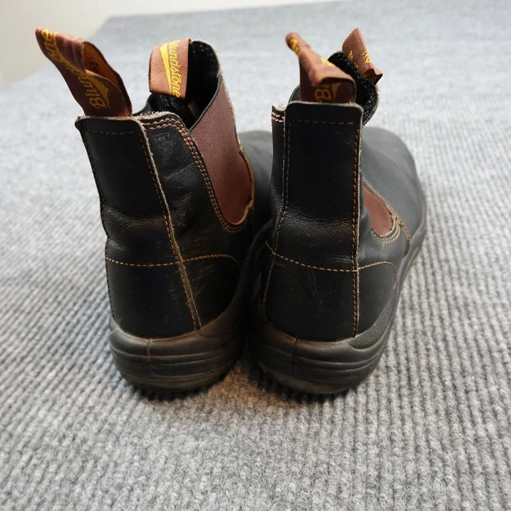 Blundstone Boots Mens Size 8 Brown Leather Chelsea Steel Toe Work Slip Resistant